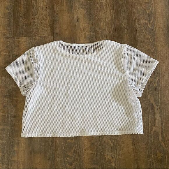 PRETTYLITTLETHING Top White Mesh Crop Festival Rave Party US 6 - Picture 5 of 11